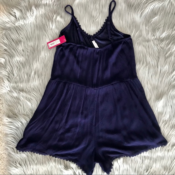 Xhilaration Embellished Romper in Blue size Small - Picture 5 of 7